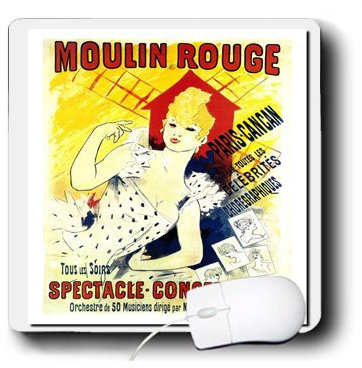 3dRose LLC Mousepad, 20 x 20 x 0,6 cm, Vintage French Moulin Rouge Poster (mp_153833_1)