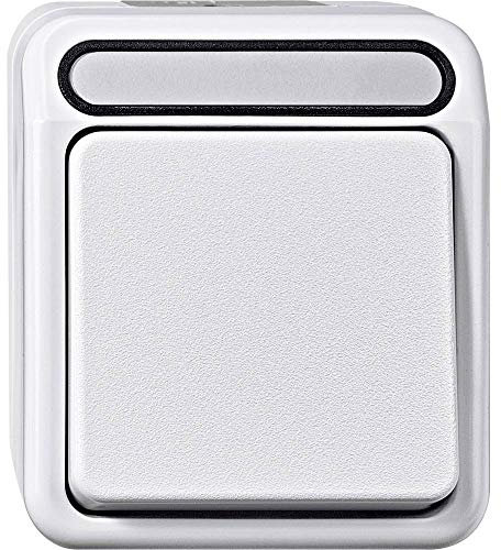 Merten MEG3156-8019 Taster mit N-Klemme, Wechsel 1-polig, polarweiß, AQUASTAR
