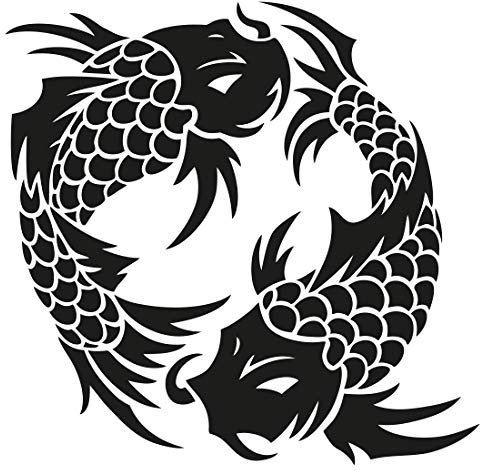 Wandtattoo Kois - Größe: M - 60cm x 59cm - 23 mögliche Farben