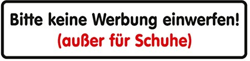 carstyling XXL Aufkleber Bitte Keine Werbung einwerfen! (außer für Schuhe) weiß