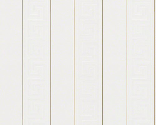 Striped Wallpaper Versace 3 Non-Woven Wallpaper 10.05 m x 0.70 m Gold White Made in Germany 935241 93524-1