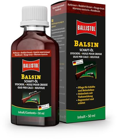 BALLISTOL 23060 Balsin Schaft-Öl rotbraun 50ml Flasche - Holzschutz gegen Regen, Nässe, Fäulnis und Schimmel