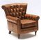 Phoenixarts Vintage Echtleder Chesterfield Ledersessel Braun Design Lounge Ohrensessel Leder Club Sessel 549