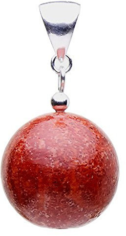 Anhänger Kugel aus Koralle Schaumkoralle Kugel & 925 Silber rot rotbraun glatt Damen