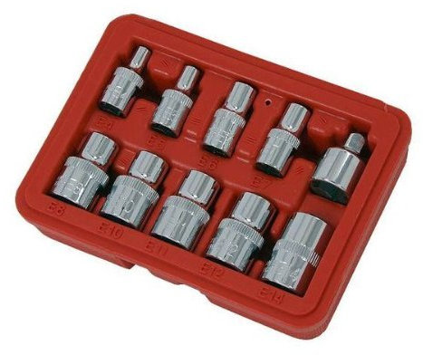 Neilsen CT2841 10pc Star Socket Set, 10pc Star E-Socket Set, with 3/8in.F to 1/4in.M Drive Adaptor