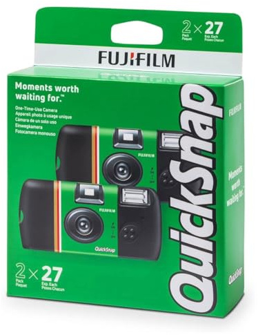 Fujifilm QuickSnap Flash 400 35mm Single-Use Disposable Camera with Flash, 27 Exposures, 2-Pack