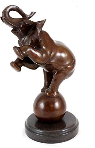- Bronze Tierskulptur - Elefant auf Kugel - signiert Bugatti - Bronzefigur