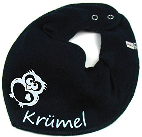 HALSTUCH mit Namen oder Text personalisiert für Baby oder Kind aus Baumwolle in Einheitsgröße Eule blau