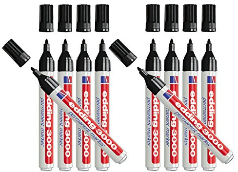 Permanentmarker edding 3000, schwarz, 1,5-3 mm, nachfüllbar, 10er-Pack