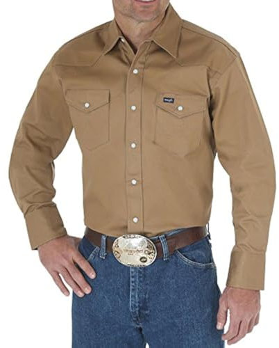 Wrangler Men's Big-Tall Authentic Cowboy Cut Work Western Short Sleeve Shirt,Red Oxide,L