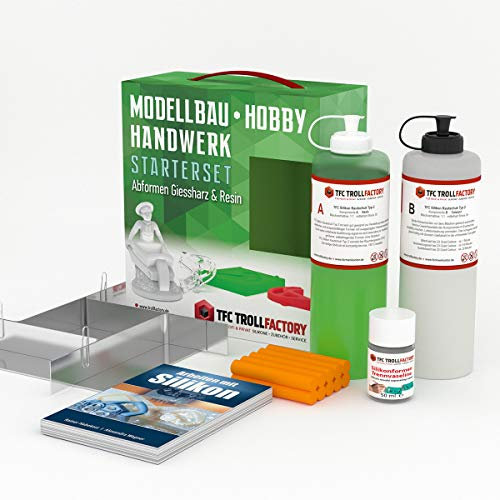 TFC Starterset zum Selbermachen von Silikonformen für Epoxidharz und Resin | Mittelhartes Silikon Kautschuk, Abformset, DIY Formenbau & Gießen
