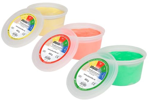 Physioflex Therapie-Knetmasse, Set: 450 g, je 1x soft, medium, strong