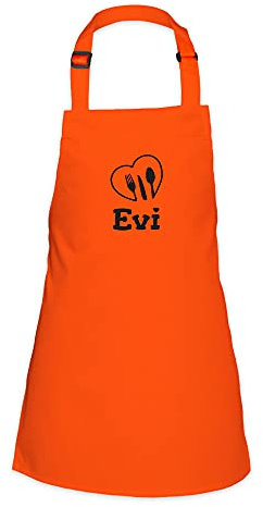 Wolimbo Kinder-Kochschürze - personalisierte Koch-Schürze mit Name - verstellbares Nackenband - individuelle Back-Schürze mit Wunsch Motiv/Name - orange