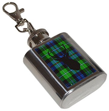 Scottish Mackenzie Tartan & Stag Design 1oz Hip Flask Key Ring (XHIPKEYN009)
