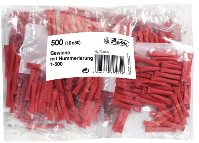 Herlitz 2X 791855 Gewinnlose nummeriert 1-500, 2X(10x50) Stück, Farbe rot
