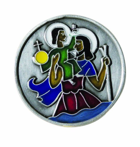 Christophorus-Plakette, Material: Metall, Größe: 3 cm . Ausstattung: mehrfarbig, mit Magnet