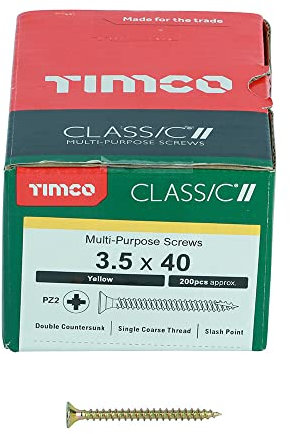 TIMCO Classic Multi-Purpose Screws - PZ - Double Countersunk - 3.5 x 40 - Gold - Box of 200