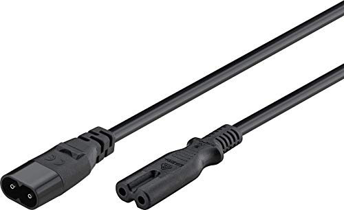 Goobay 97201 Verlängerungskabel C7/C8, 2 m, Schwarz, Gerätestecker C8 > Gerätebuchse C7