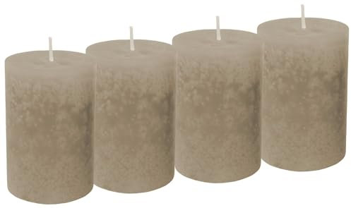 Unbekannt 4 Stumpenkerzen Kerzen Braun Taupe Adventskranz Weihnachten Tischdeko Deko Hochzeit Kommunion Konfirmation