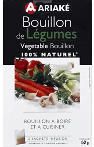 Ariaké Bouillon de légumes, à boire et à cuisiner, 100 % naturel - Les 5 sachets infusion, 52g