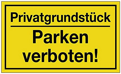 Hinweiszeichen Hinweisschild B 250 x H 150 mm -Privatgrundstück Parken verboten- schwarz/gelb