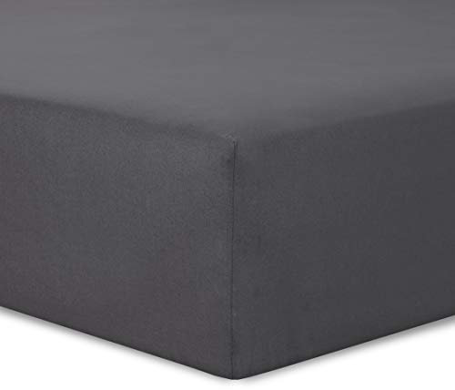 Vision - Spannbettlaken 90x190cm - Anthrazit-100% Baumwolle