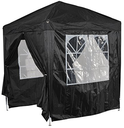 Outsunny 2m x 2m Garden Heavy Duty Pop Up Gazebo Marquee Party Tent Wedding Canopy With Carry Bag Black + Removable 2 windows , 2 doors