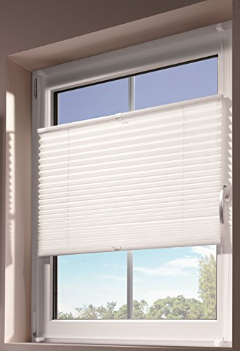mydeco® 40x100 cm [BxH] in weiß - Plissee Jalousie ohne bohren, Rollo für innen incl. Klemmträger (Klemmfix) - Sonnenschutz, Sichtschutz für Fenster