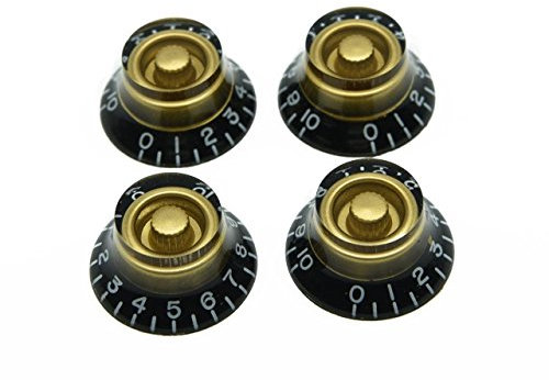 kaish 4 schwarz W/Gold Custom LP Gitarre Bell Knobs Potiknöpfe Top Hat Knöpfe für Les Paul