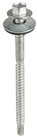 TIMco LH98W16B Hex No.3 Self-Drilling Screw 5.5/6.3 x 98 and M16 Washers - Silver Ruspert (Box of 100)