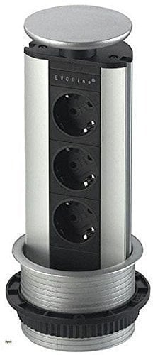 Schulte Elektrotechnik Küchensteckdose versenkbar Einbausteckdose Alu 159310000600 Silber