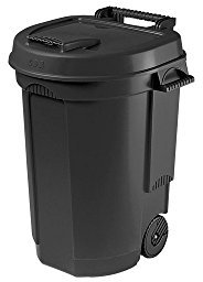 Abfallbehälter 110L schwarz fahrbar Mülltonne Garten Abfalltonne