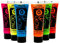 UV Glow Vernice Fluorescente Pelle Viso Corpo Colore UV - Neon Glow Fluo (10ml x6)