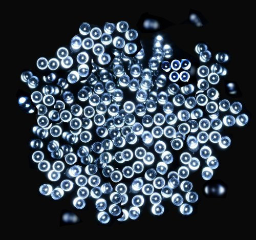 JnDee Safe Voltage 300 Bright LEDs 30 Metres Cool White String Fairy Lights for Christmas Tree Party Wedding Events, 8 Modes, Timer, Long Lead