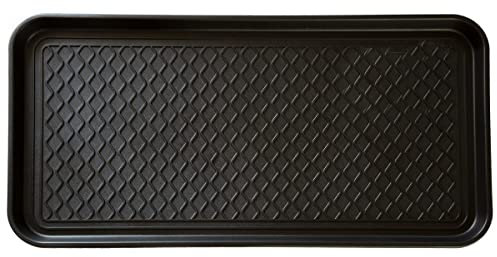 Stalwart 75-ST6012 All Weather Boot Tray-Water Resistant Plastic Utility Shoe Mat for Indoor and Outdoor Use in All Seasons (Black), Large