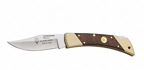 Electropolis Muela Messer mit Schloss, Serie M Hunter Holz und Messingzwinge mit dekorativen Stift, Klinge 9 cm + Mehrzweck-Geschenkkarte