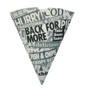 30 x Disposable Newsprint Paper Chip Cones party take away