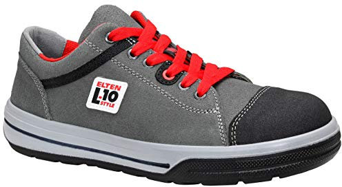ELTEN Sicherheitsschuhe VINTAGE Pirate Low ESD S3, Damen und Herren, Leder, Stahlkappe, leicht, sportlich, Grau/Schwarz, Größe: 38