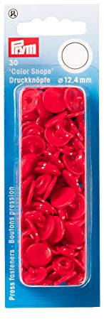 Prym 393138 Nähfrei Druckknopf Color Snaps rund 12,4 mm rot, Kunststoff, 12.4 mm