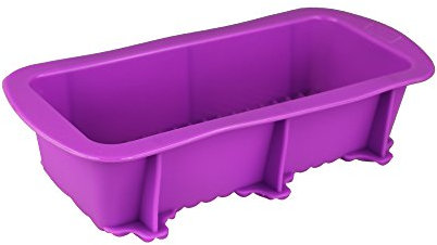 GMMH Silikon Brotbackform, Kastenform mit verzierenden Streifen und stabilisierendem Rand, Antihaft Backform Kuchenform für Kuchen und Brot, 23x10x6 cm (Lila)