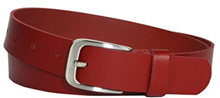 Vascavi Ledergürtel, 3 cm breit, Made in Germany, echt Leder Gürtel für Damen und Herren, kürzbar (110 cm Gesamtlänge 120 cm, Rot)