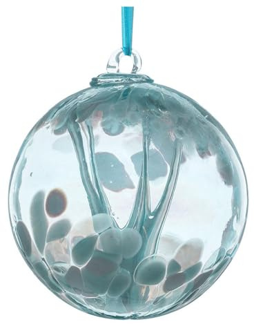 Witches or Spirit ball, 15cm, blue with glass strands inside