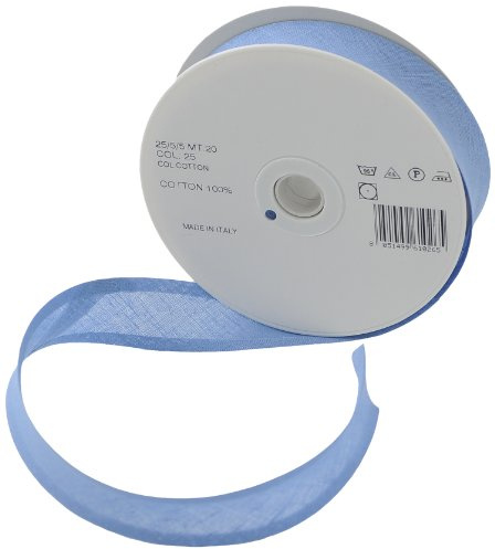 Inastri Trimz 25/5/5 mm Cotton Bias Binding, Cornflower Blue 25 – Double‑Fold Sewing Tape for Quilting, Dressmaking & DIY Crafts