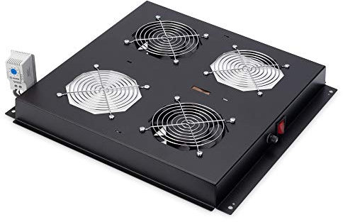 DIGITUS Dachlüftereinheit für NW-Schrank (Dynamic / Unique) & SRV-Schrank (Dynamic ) - 2x Lüfter - Thermostat - Schwarz