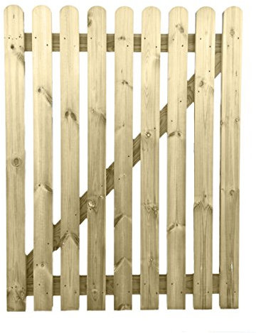 4ft High x 3ft Wide Treated Wooden Round Top Picket Garden Gate