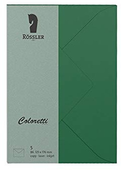Rössler 220720571 Coloretti Briefumschläge, 80 g/m², B6, 5 Stück, forest