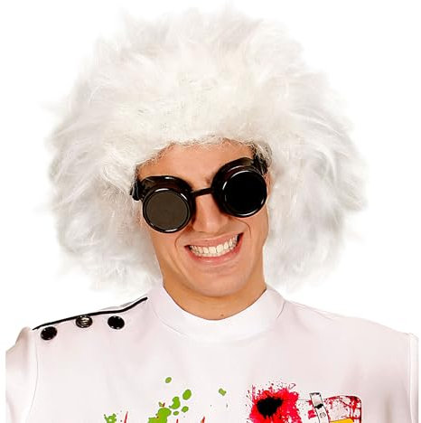 W WIDMANN MILANO Party Fashion 6382L - Perücke Mad Scientist, weiß, Wissenschaftler, Karneval, Halloween, Mottoparty