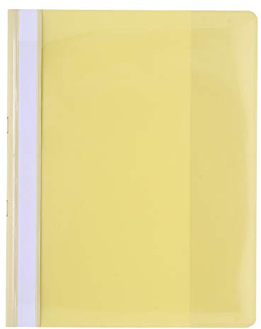 Exacompta 439904B 10er Pack Plastik-Schnellhefter. Aus PP-Folie für DIN A4 kaufmännische Heftung gelb mit Beschriftungsstreifen Hefter Ideal für Büro und Schule