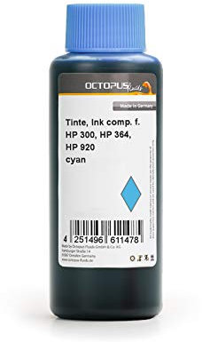 Octopus Nachfülltinte kompatibel für HP 300, HP 300XL, HP 364, 364 XL, 920, 920 XL Druckerpatronen, Tintenpatronen Cyan dye, 250ml, Non-OEM