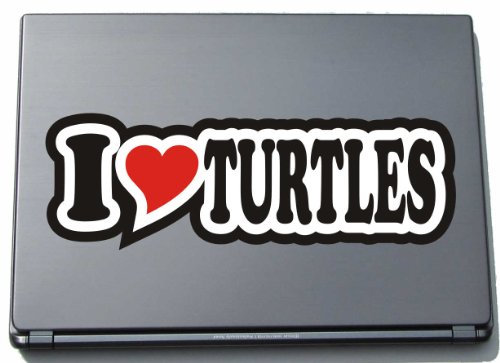 INDIGOS UG Laptopaufkleber - Laptopskin - JDM - Die Cut - Aufkleber - Herz - 210 mm I Love Turtles